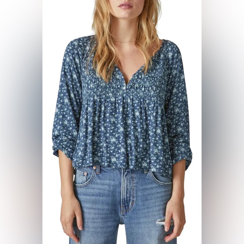 Lucky Brand Blue Floral Blouse